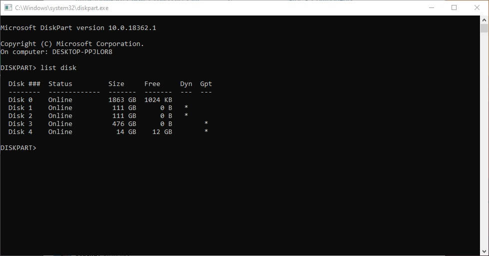 Format partitions on USB drive using cmd